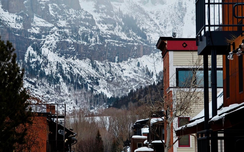 Telluride snowy winter street
